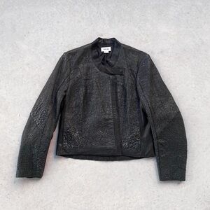 Women’s Helmut Lang Black Lamb Leather Asymmetrical Zip Moto Jacket - Size S